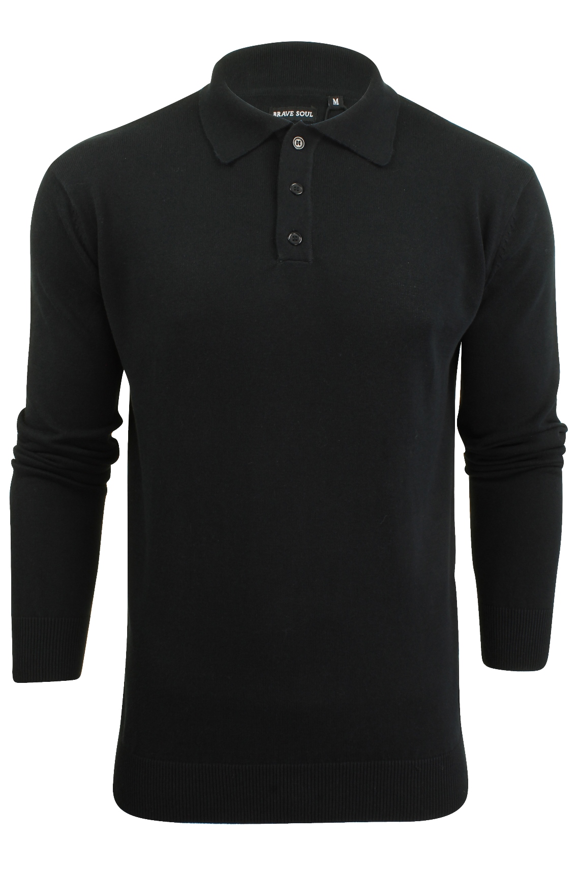 Mens Knitted Polo Shirt by Brave Soul Long Sleeved