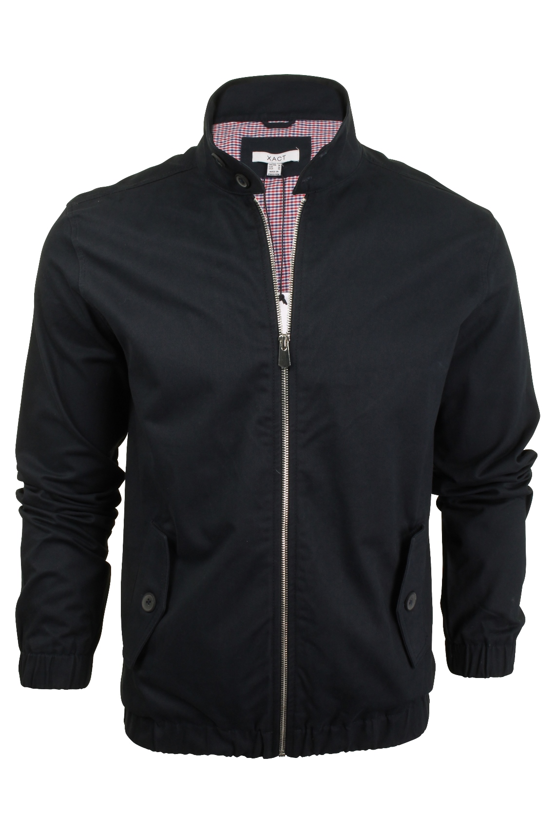 Xact Mens Harrington Jacket Mod Retro Classic Lightweight Bomber Zip Up Coat - Picture 6 of 8