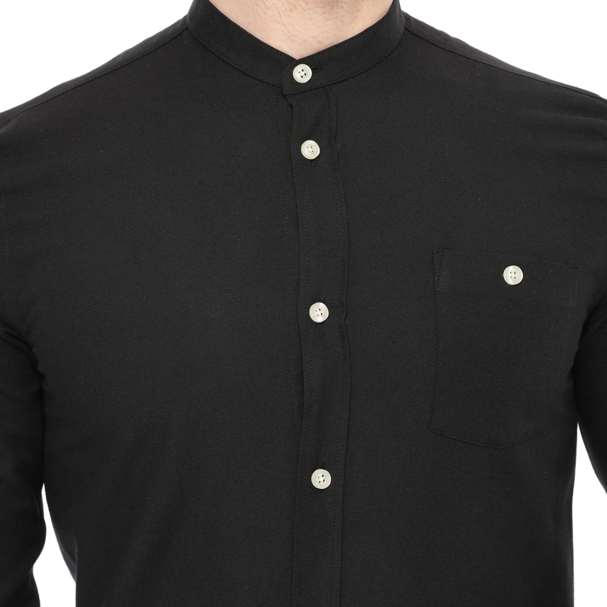 Xact Mens Grandad Collar Nehru Oxford Shirt Gustus Long Sleeved - Slim Fit - Picture 18 of 102