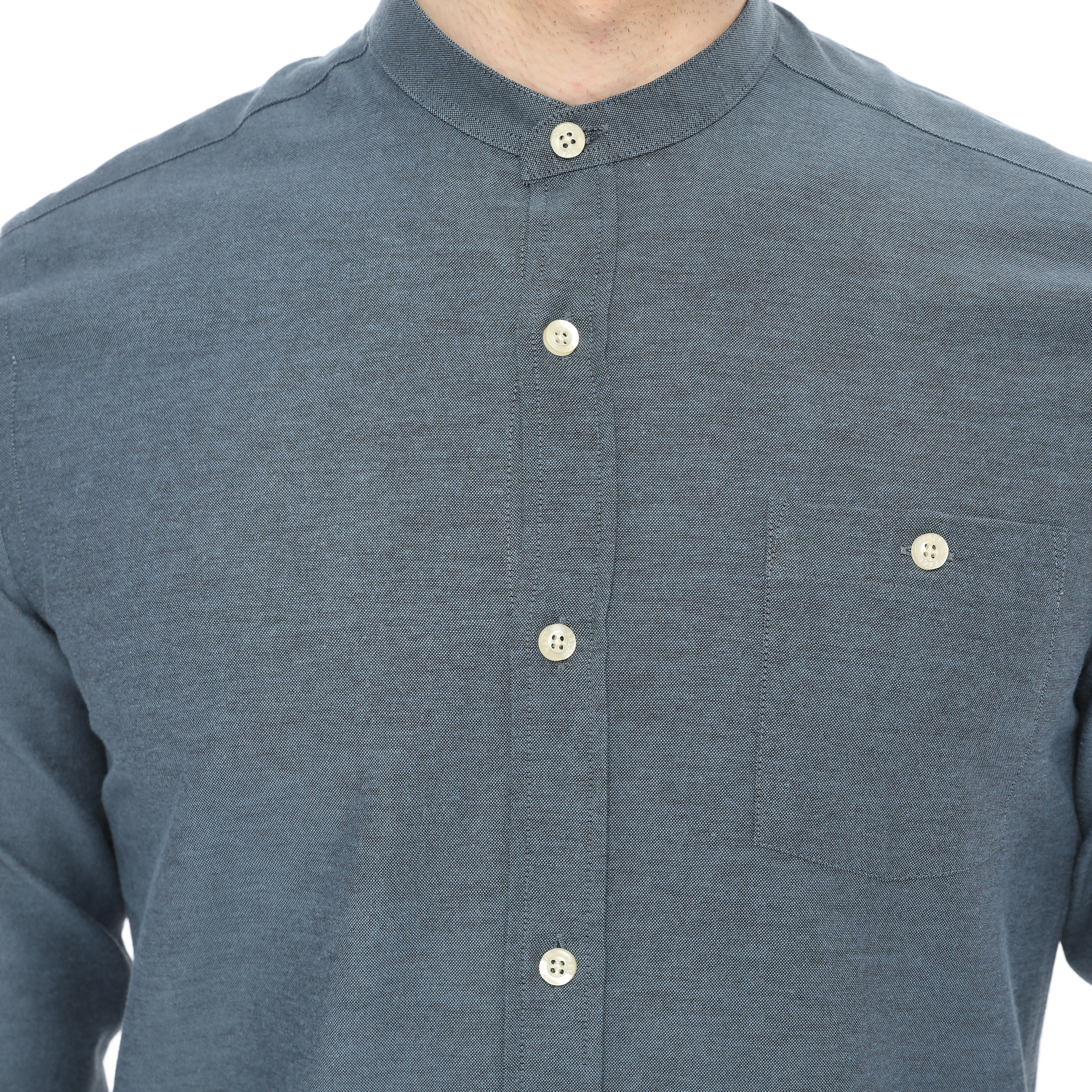 Xact Mens Grandad Collar Nehru Oxford Shirt Gustus Long Sleeved - Slim Fit - Picture 45 of 102