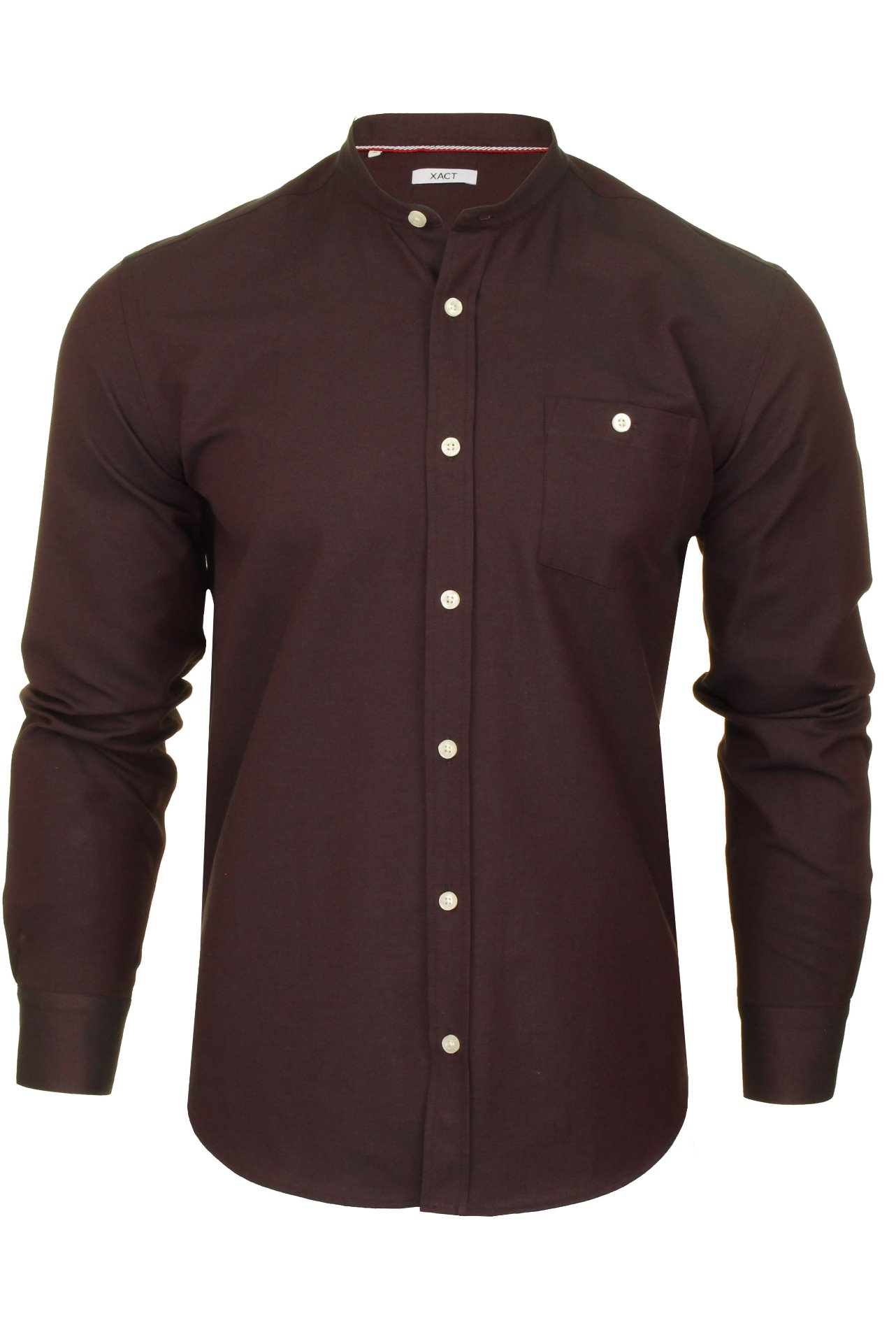 Xact Mens Grandad Collar Nehru Oxford Shirt Gustus Long Sleeved - Slim Fit - Picture 23 of 102