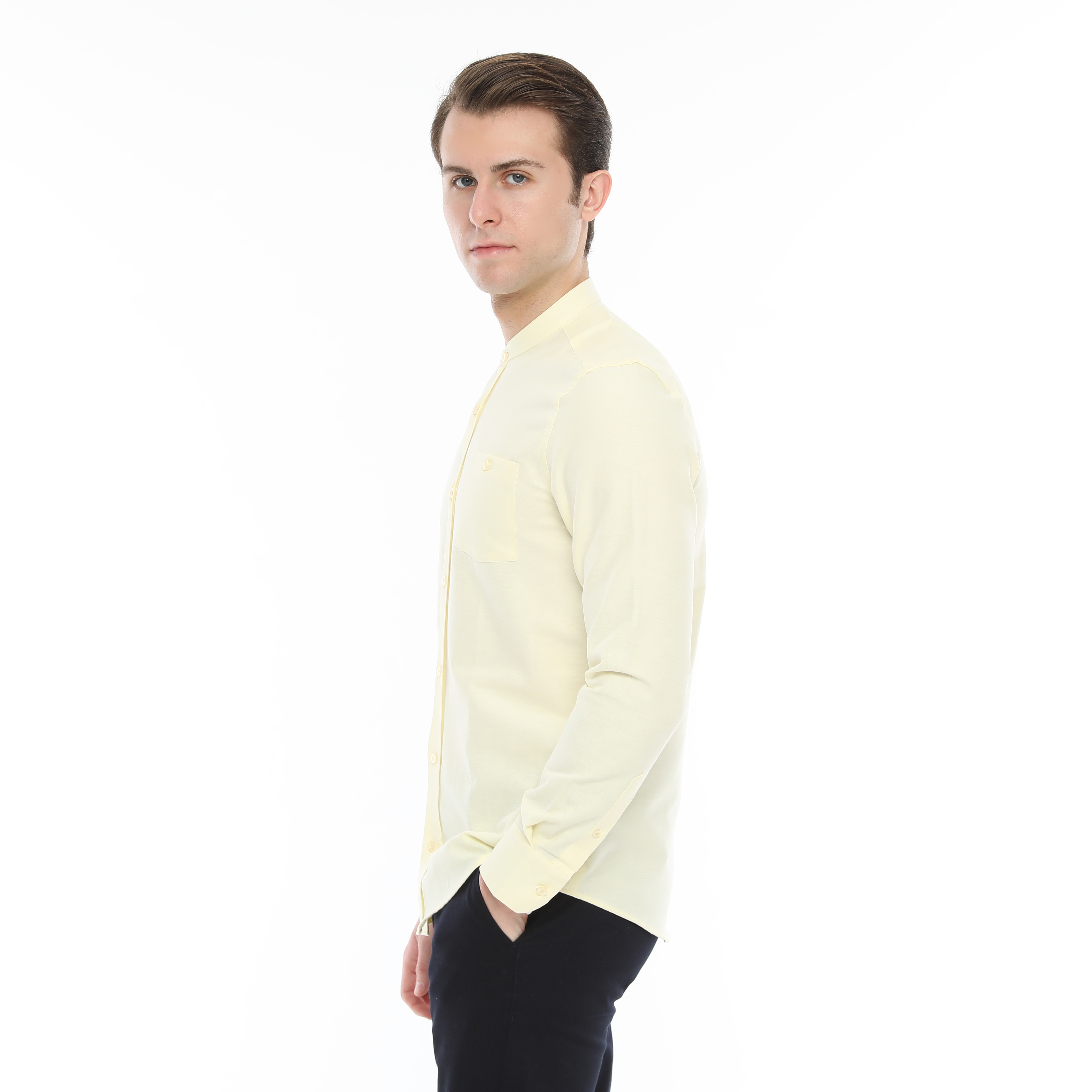 Xact Mens Grandad Collar Nehru Oxford Shirt Gustus Long Sleeved - Slim Fit - Picture 94 of 102