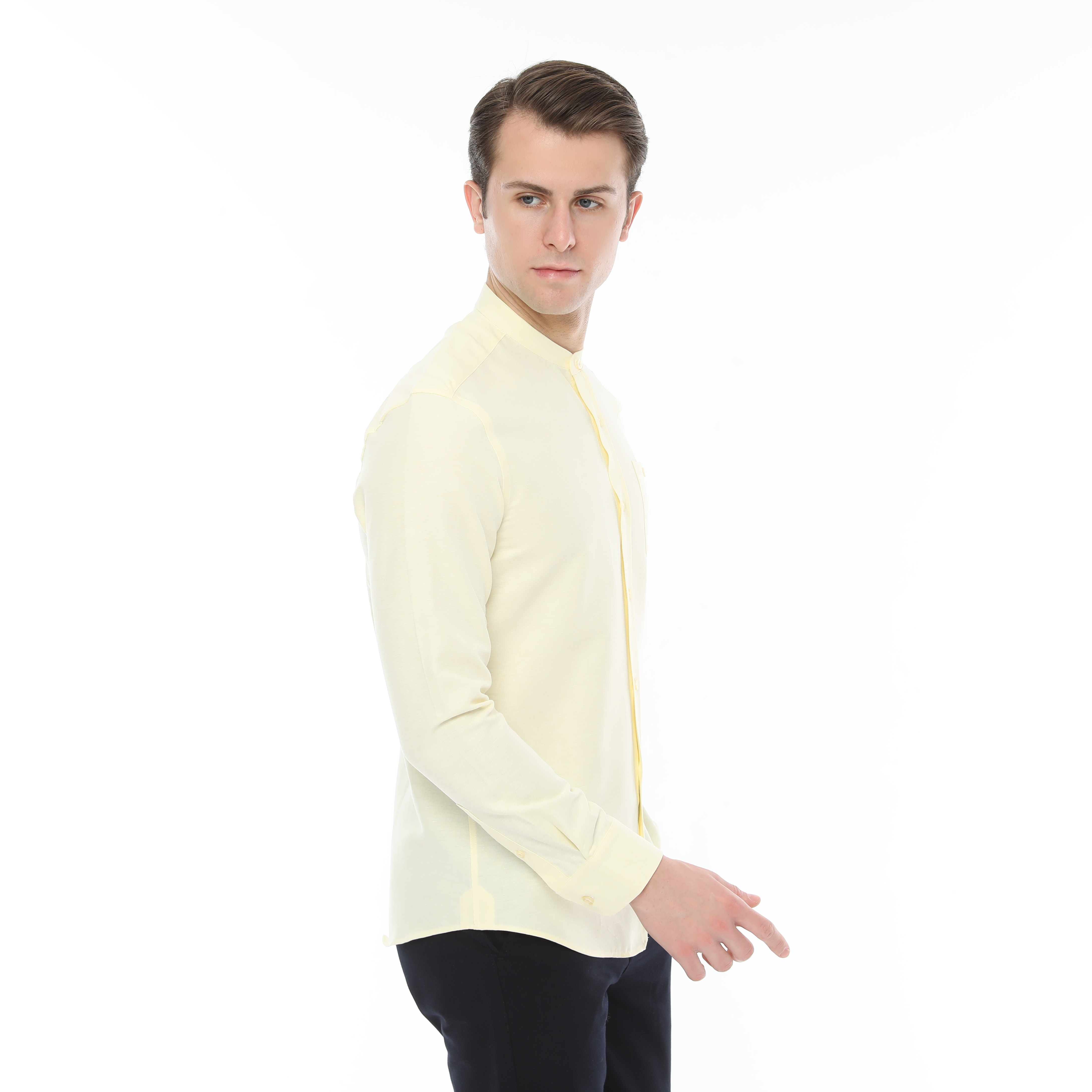 Xact Mens Grandad Collar Nehru Oxford Shirt Gustus Long Sleeved - Slim Fit - Picture 95 of 102