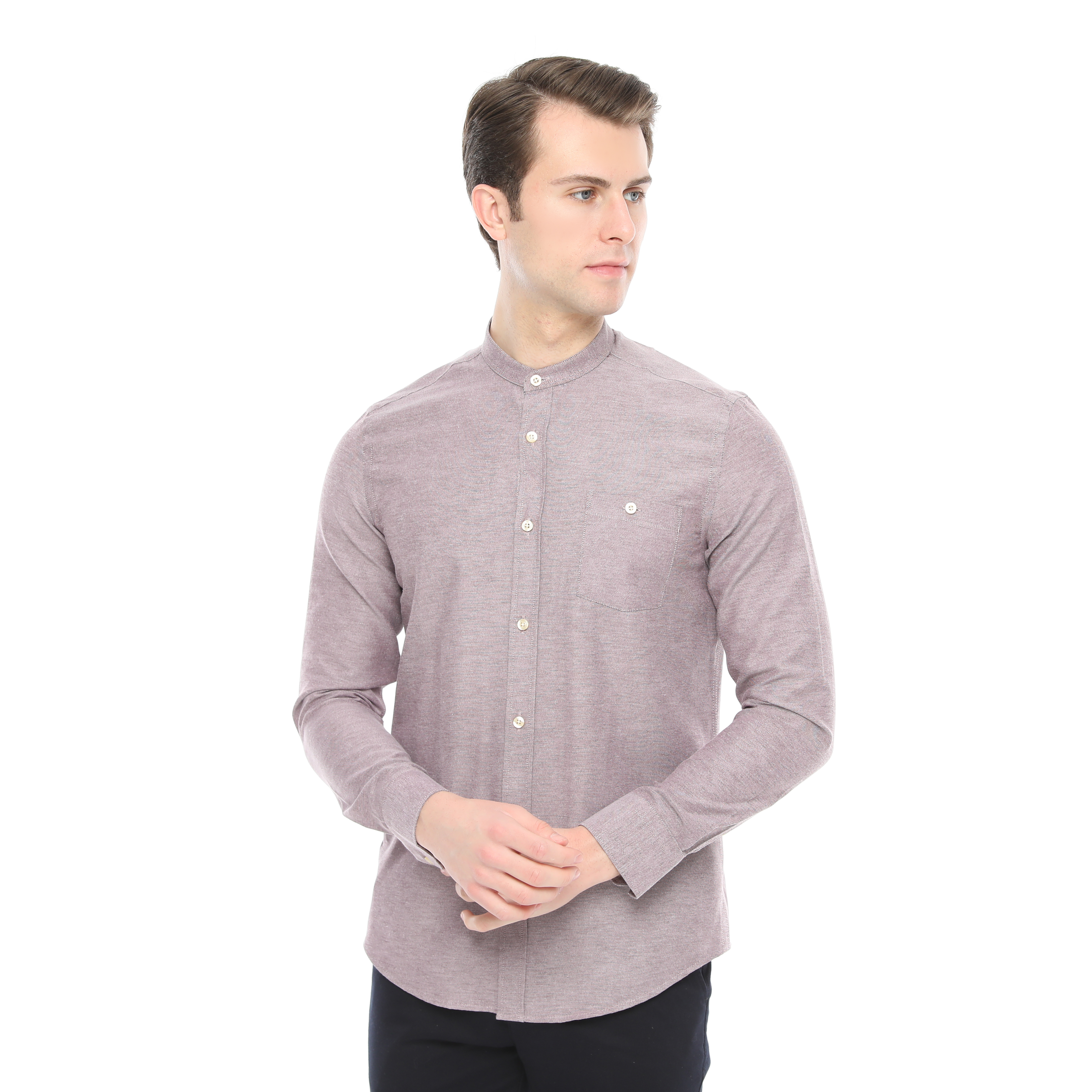 Xact Mens Grandad Collar Nehru Oxford Shirt Gustus Long Sleeved - Slim Fit - Picture 53 of 102