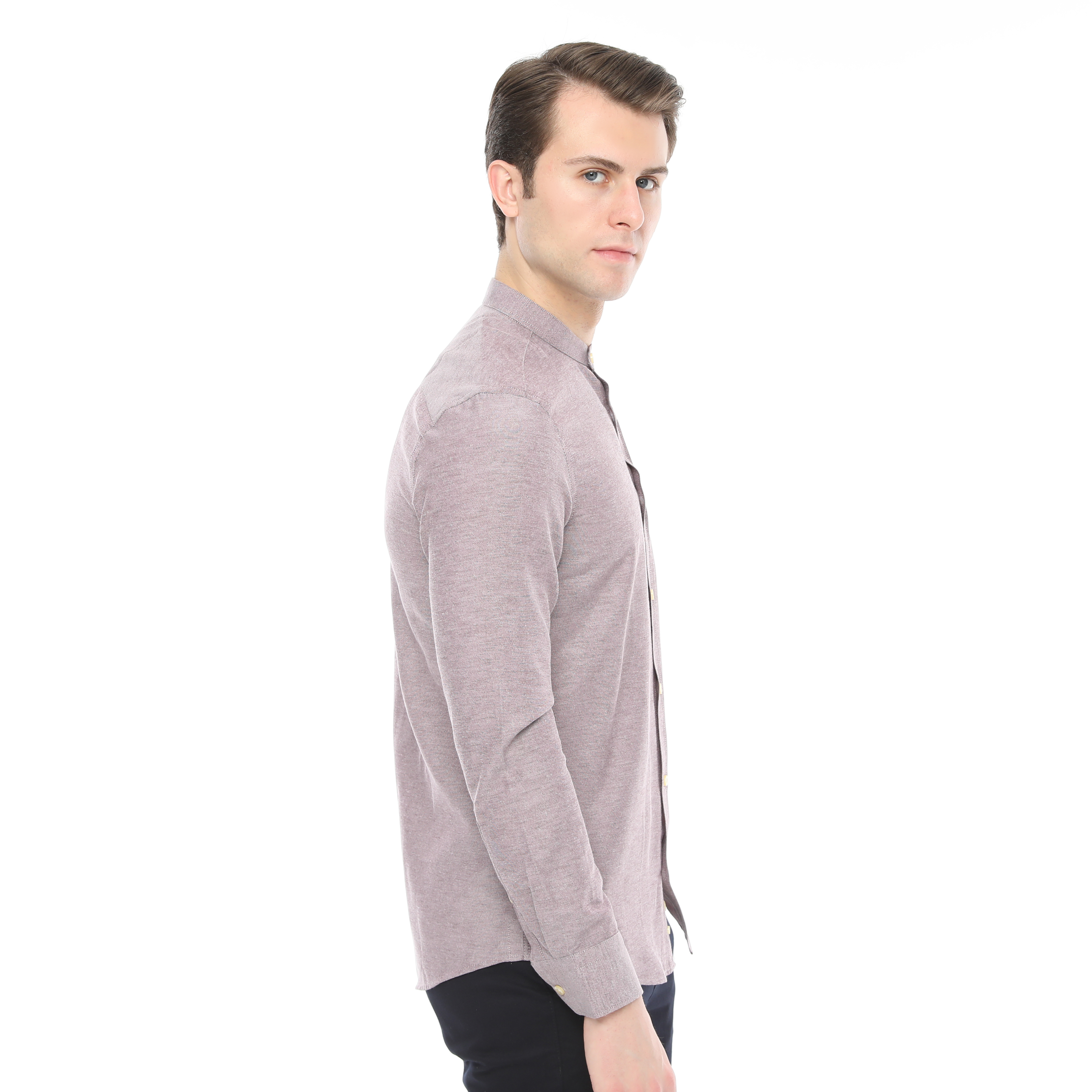 Xact Mens Grandad Collar Nehru Oxford Shirt Gustus Long Sleeved - Slim Fit - Picture 54 of 102