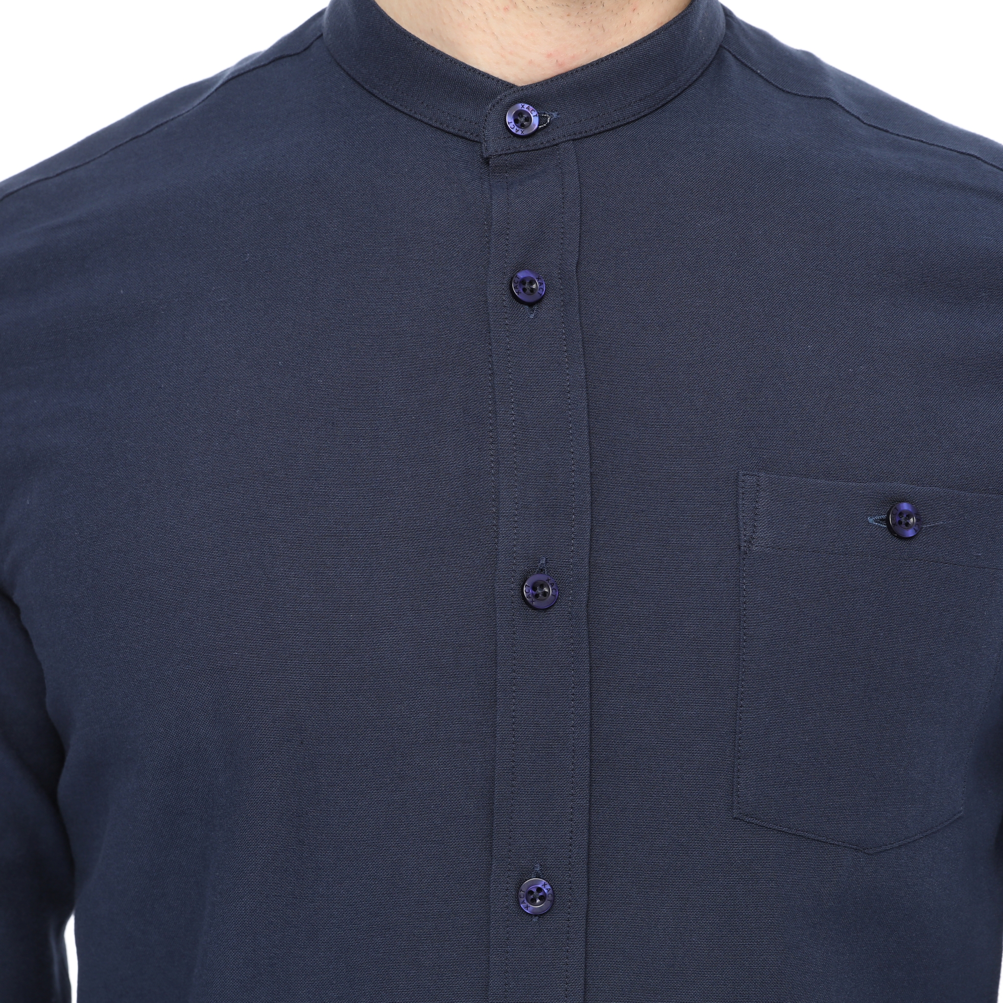 Xact Mens Grandad Collar Nehru Oxford Shirt Gustus Long Sleeved - Slim Fit - Picture 35 of 102