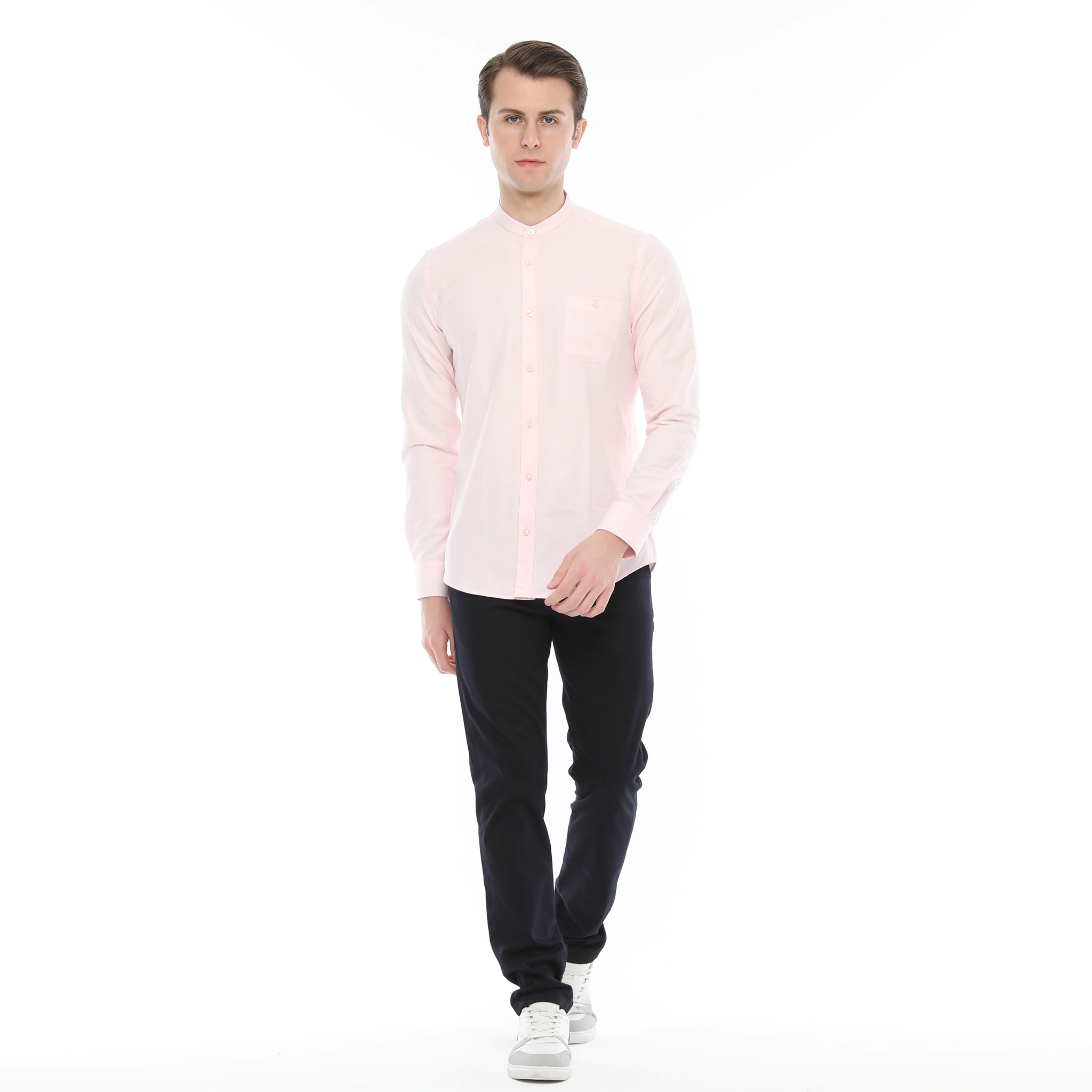 Xact Mens Grandad Collar Nehru Oxford Shirt Gustus Long Sleeved - Slim Fit - Picture 82 of 102