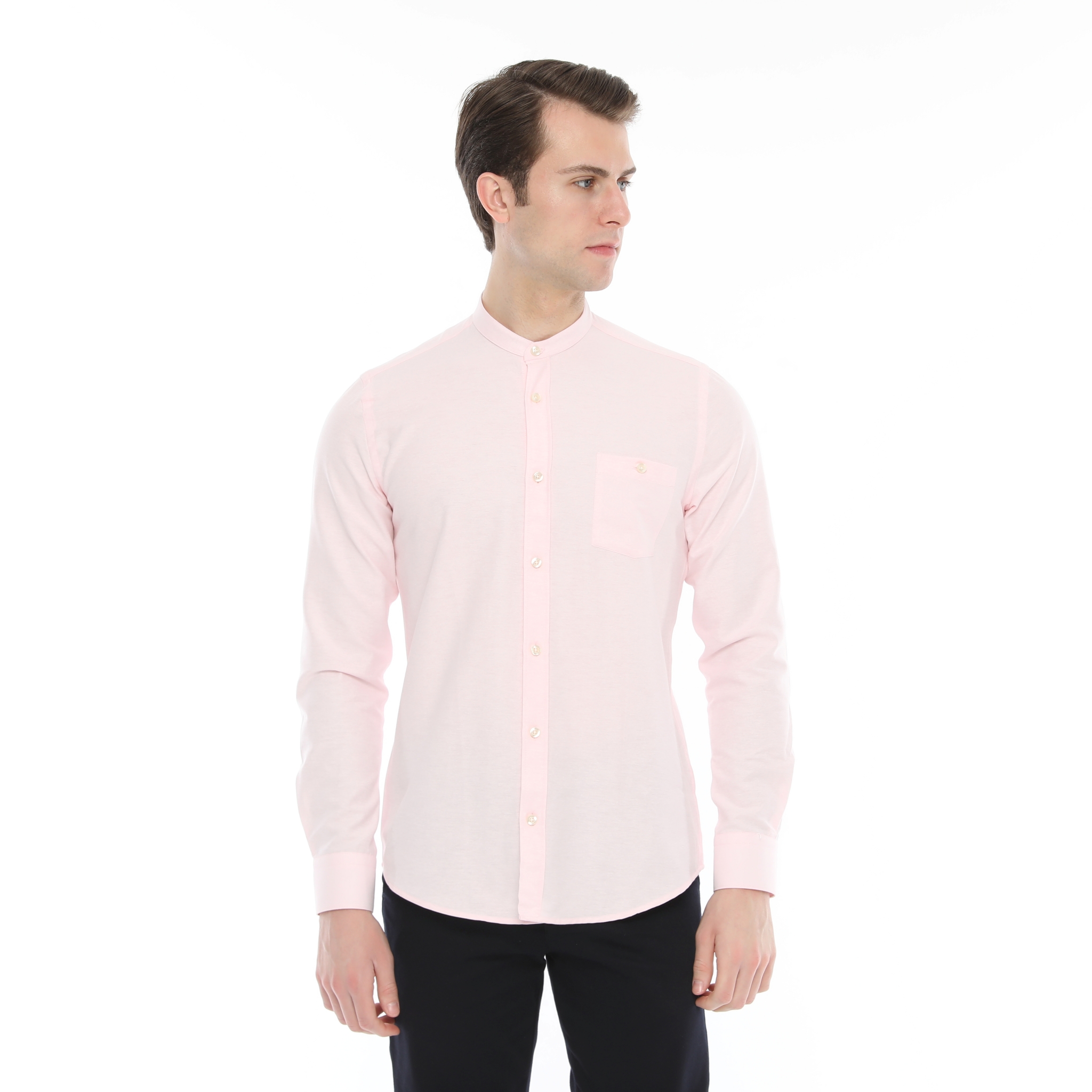 Xact Mens Grandad Collar Nehru Oxford Shirt Gustus Long Sleeved - Slim Fit - Picture 73 of 102