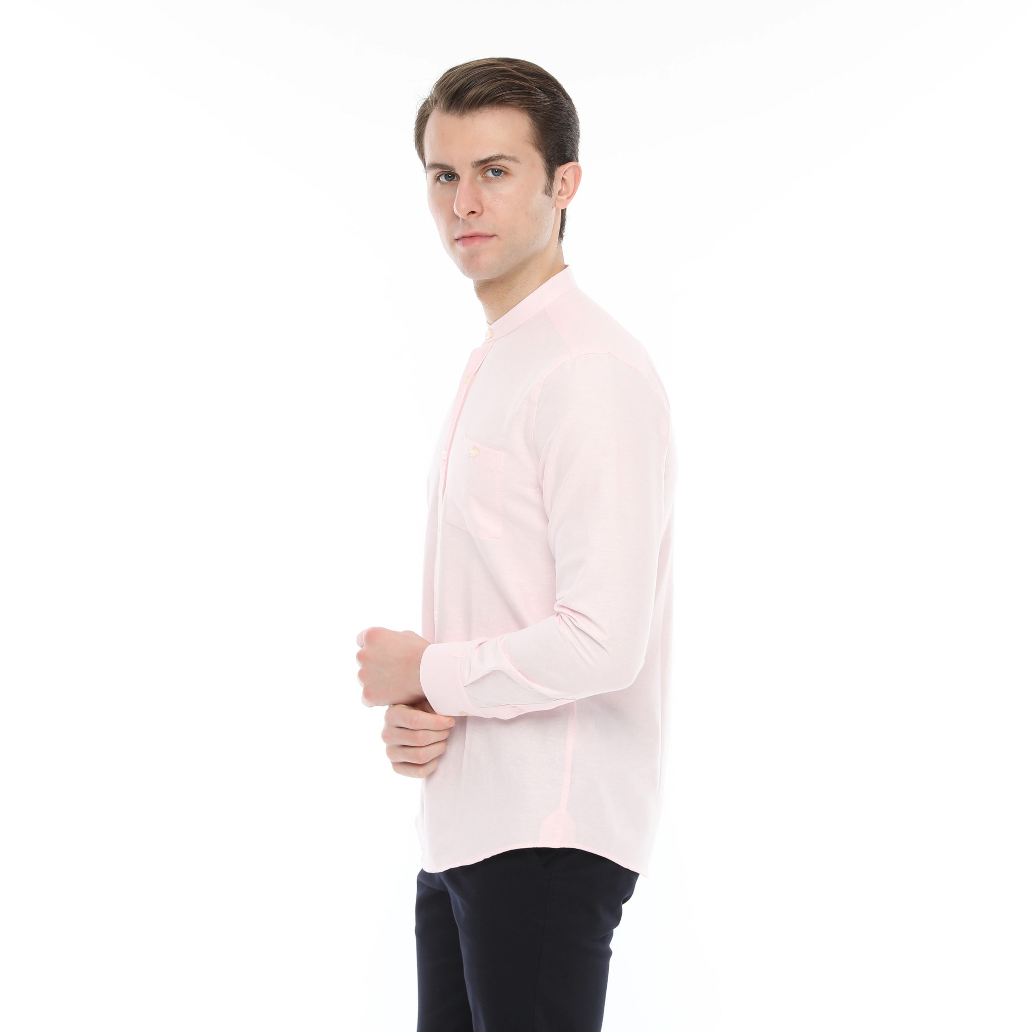 Xact Mens Grandad Collar Nehru Oxford Shirt Gustus Long Sleeved - Slim Fit - Picture 74 of 102