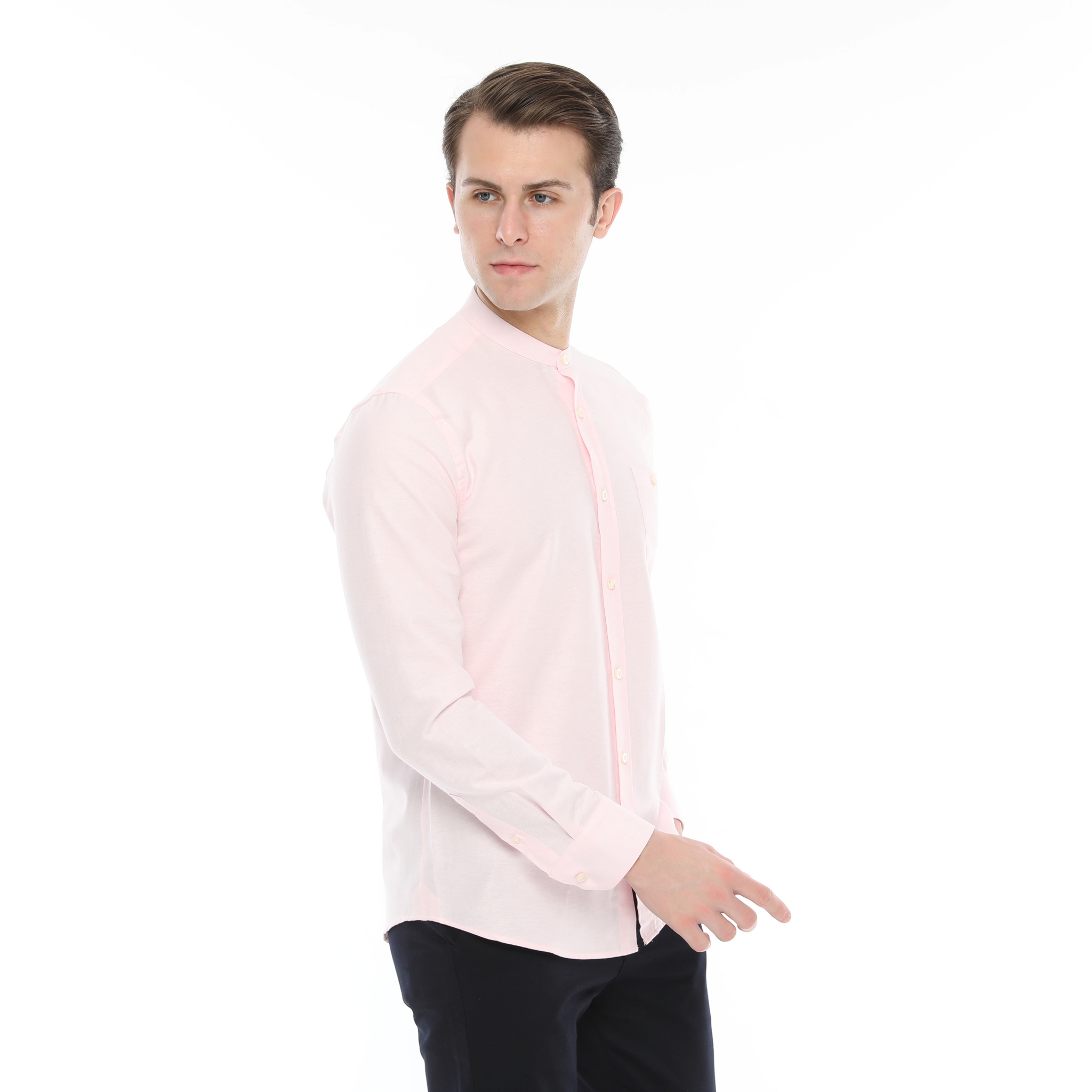 Xact Mens Grandad Collar Nehru Oxford Shirt Gustus Long Sleeved - Slim Fit - Picture 75 of 102