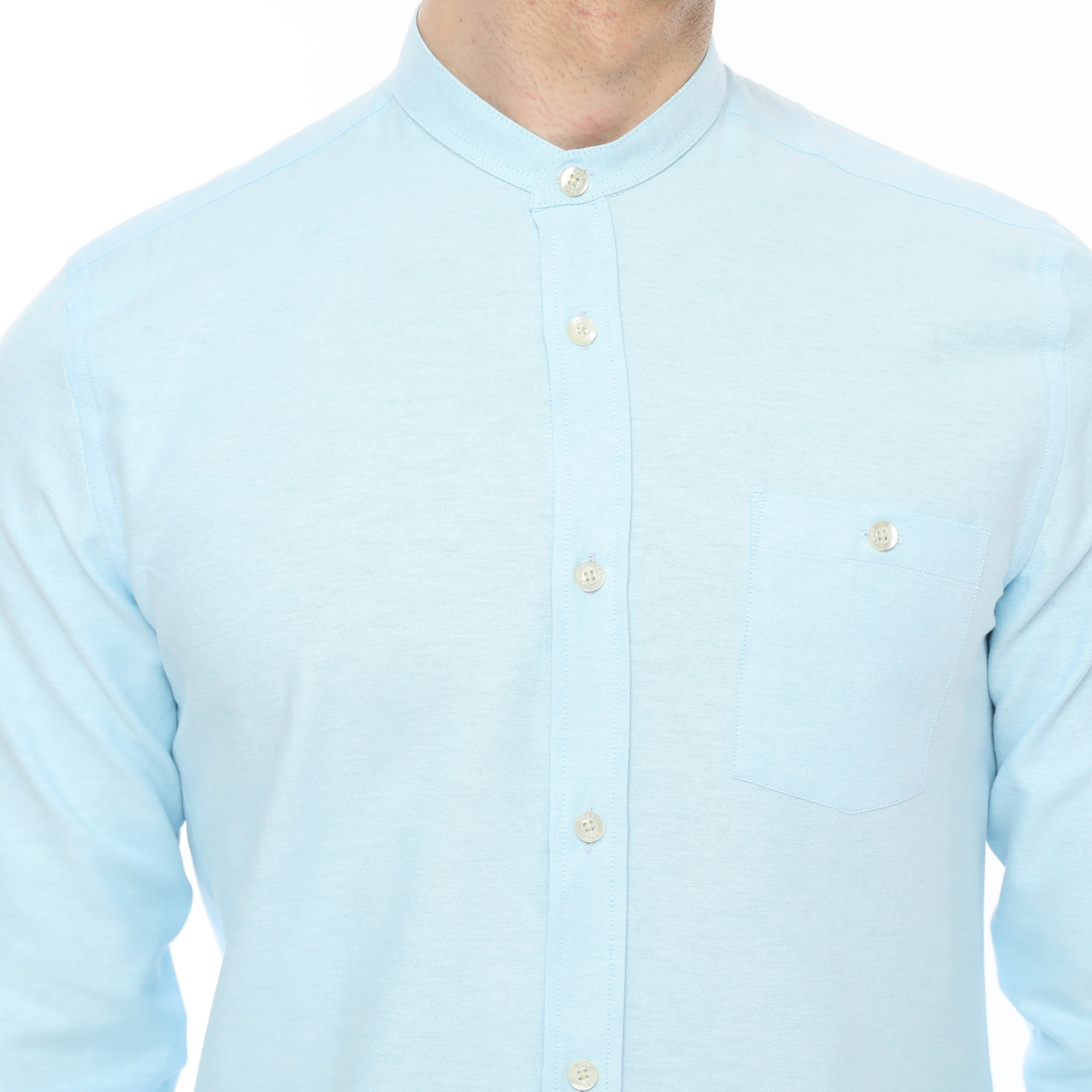 Xact Mens Grandad Collar Nehru Oxford Shirt Gustus Long Sleeved - Slim Fit - Picture 69 of 102
